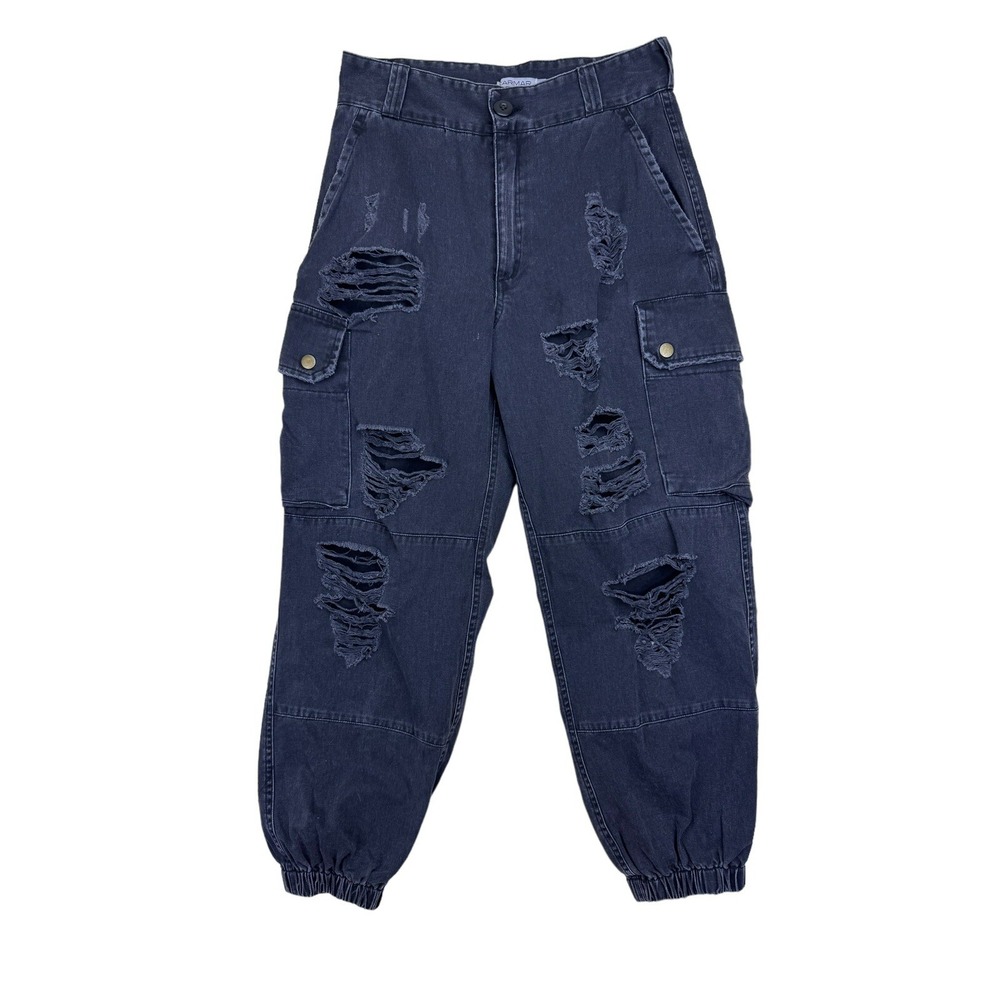 Carmar High Waisted Baggy Grinded Cargo Pants Women 8 Washed Black Slim Fit Teen